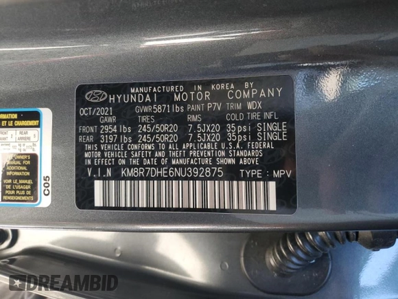 2022 Hyundai Palisade Calligraphy z VIN KM8R7DHE6NU392875, wystawiony jako Copart lot #48291705 z przebiegiem 21 152 mil mil oraz Szkoda całkowita • Salvage title. Historia ofert i sprzedaży dostępna na DreamBid. Obrazek 13.