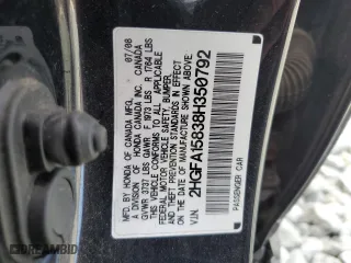 2008 Honda Civic Sdn EX with VIN 2HGFA15838H350792, listed as a Copart auction lot 47448355 with 225,069 mi miles and Salvage Title. Bid and sale history available at carsss.com. Image 12.