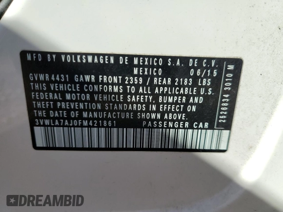 2015 Volkswagen Jetta Sedan 2.0L TDI SEL with VIN 3VWLA7AJ0FM421861, listed as a Copart auction lot 49325505 with 118,483 mi miles and Salvage Title. Bid and sale history available at carsss.com. Image 12.