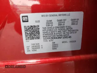 2022 Cadillac XT4 FWD Sport with VIN 1GYFZER43NF108145, listed as a Copart auction lot 83984054 with 36,603 mi miles and Salvage title. Bid and sale history available at DreamBid. Image 15.