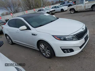 2015 Kia Optima SXL Turbo with VIN 5XXGR4A63FG374348, listed as a IAAI auction lot 41913278 with 173,880 mi miles and . Bid and sale history available at DreamBid. Image 1.