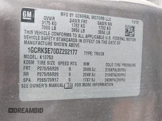 2013 Chevrolet Silverado 1500 LT with VIN 1GCRKSE70DZ202177, listed as a IAAI auction lot 41515775 with 189,671 mi miles and . Bid and sale history available at DreamBid. Image 9.
