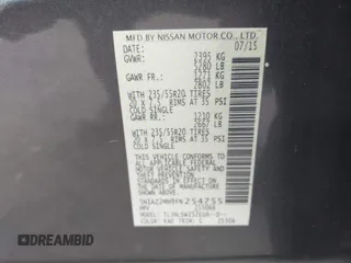 2015 Nissan Murano SL with VIN 5N1AZ2MH9FN254755, listed as a IAAI auction lot 42030540 with 44,135 mi miles and . Bid and sale history available at DreamBid. Image 9.