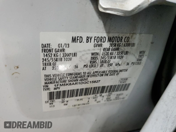 2013 Ford Utility Police Interceptor with VIN 1FM5K8AR1DGC15827, listed as a Copart auction lot 78405194 with 0 mi miles and Salvage Title. Bid and sale history available at carsss.com. Image 14.
