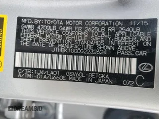 2016 Lexus ES 330 with VIN JTHBK1GG0G2232624, listed as a Copart auction lot 55597955 with 30,386 mi miles and Salvage title. Bid and sale history available at DreamBid. Image 12.