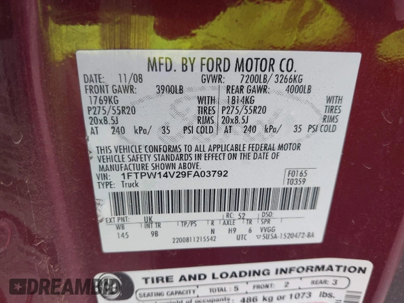 2009 Ford F-150 XL with VIN 1FTPW14V29FA03792, listed as a IAAI auction lot 41938651 with 158,621 mi miles. Bid and sale history available at carsss.com. Image 9.