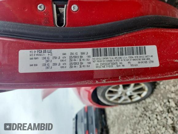 2015 Dodge Journey R/T with VIN 3C4PDDEGXFT693476, listed as a Copart auction lot 61925175 with 117,873 mi miles and Clean title. Bid and sale history available at DreamBid. Image 12.