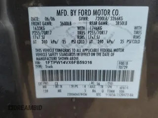 2006 Ford F-150 XL with VIN 1FTPW14VX6FB59316, listed as a Copart auction lot 45177695 with 209,744 mi miles and Non Repairable. Bid and sale history available at carsss.com. Image 14.
