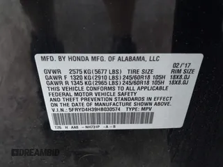 2017 Acura MDX with VIN 5FRYD4H39HB030574, listed as a IAAI auction lot 42684062 with 196,924 mi miles and . Bid and sale history available at DreamBid. Image 9.