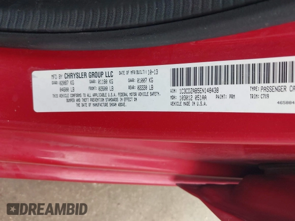 2014 Dodge Avenger SE с VIN 1C3CDZAB5EN148438, выставлен на аукционе IAAI как лот 42180064 с пробегом 169 835 миль миль и . История ставок и продаж доступна на DreamBid. Изображение 9.