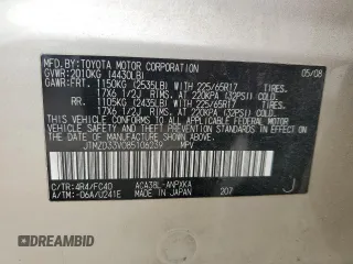 2008 Toyota RAV4 with VIN JTMZD33V085106239, listed as a Copart auction lot 43359713 with 195,440 mi miles and Non Repairable. Bid and sale history available at carsss.com. Image 12.