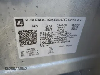 2024 Chevrolet Equinox LT with VIN 3GNAXUEG7RL332599, listed as a Copart auction lot 50180535 with 8,723 mi miles and Salvage Title. Bid and sale history available at DreamBid. Image 13.