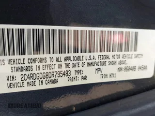 2013 Dodge Grand Caravan Crew with VIN 2C4RDGDG8DR795483, listed as a IAAI auction lot 41781570 with 188,098 mi miles and . Bid and sale history available at DreamBid. Image 9.