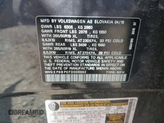 2015 Volkswagen Touareg Lux z VIN WVGEP9BP0FD006992, wystawiony jako Copart lot #59524445 z przebiegiem 169 822 mil mil oraz Szkoda całkowita • Salvage title. Historia ofert i sprzedaży dostępna na DreamBid. Obrazek 13.