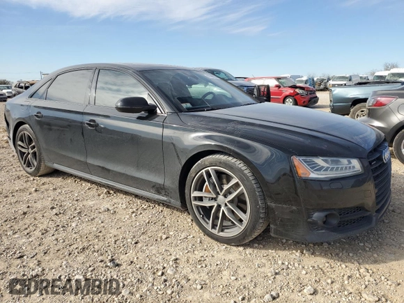 2017 Audi A8 Sport with VIN WAU43AFD5HN015873, listed as a Copart auction lot 87588055 with 122,351 mi miles and Salvage title. Bid and sale history available at DreamBid. Image 4.