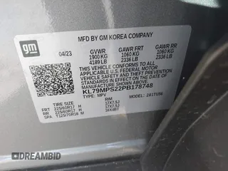 2023 Chevrolet TrailBlazer LT with VIN KL79MPS22PB178748, listed as a IAAI auction lot 41669676 with 12,104 mi miles. Bid and sale history available at carsss.com. Image 9.