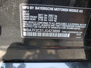 2018 BMW 7 Series ALPINA B7 xDrive with VIN WBA7F2C51JG423899, listed as a Copart auction lot 48872304 with 0 mi miles and Salvage Title. Bid and sale history available at carsss.com. Image 13.