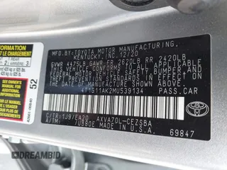 2021 Toyota Camry SE Nightshade with VIN 4T1G11AK2MU539134, listed as a IAAI auction lot 41953365 with 42,350 mi miles and . Bid and sale history available at carsss.com. Image 9.