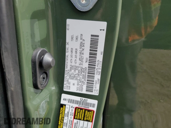 2022 Toyota Tundra Limited with VIN 5TFJA5DB8NX018965, listed as a Copart auction lot 55242405 with 29,277 mi miles and Salvage title. Bid and sale history available at DreamBid. Image 12.