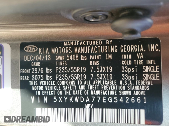 2014 Kia Sorento SX Limited z VIN 5XYKWDA77EG542661, wystawiony jako Copart lot #56428575 z przebiegiem 141 416 mil mil oraz Szkoda całkowita • Salvage title. Historia ofert i sprzedaży dostępna na DreamBid. Obrazek 12.
