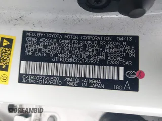 2013 Lexus CT 200h z VIN JTHKD5BH2D2147927, wystawiony jako IAAI lot #42053756 z przebiegiem 160 896 mil mil oraz . Historia ofert i sprzedaży dostępna na DreamBid. Obrazek 9.