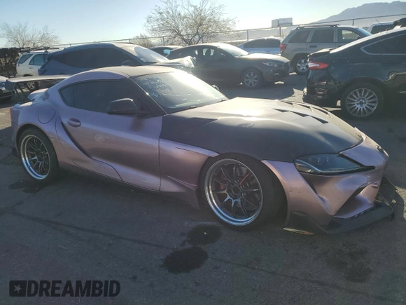 2021 Toyota GR Supra 3.0 with VIN WZ1DB0C07MW043083, listed as a Copart auction lot 83678084 with 35,289 mi miles and Salvage Title. Bid and sale history available at carsss.com. Image 4.