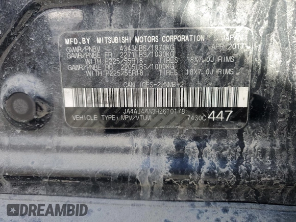 2017 Mitsubishi Outlander Sport SE with VIN JA4AJ4AW3HZ610178, listed as a Copart auction lot 76447214 with 127,832 mi miles and Salvage title. Bid and sale history available at DreamBid. Image 13.