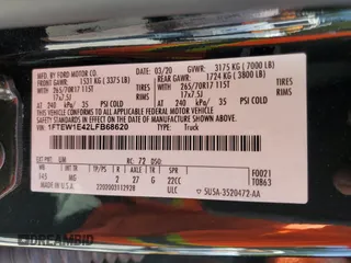 2020 Ford F-150 XL z VIN 1FTEW1E42LFB68620, wystawiony jako Copart lot #60610545 z przebiegiem 79 866 mil mil oraz Szkoda całkowita • Salvage title. Historia ofert i sprzedaży dostępna na DreamBid. Obrazek 12.