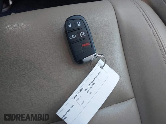 2020 Jeep Grand Cherokee Limited with VIN 1C4RJFBG3LC390502, listed as a IAAI auction lot 42570279 with 36,037 mi miles and . Bid and sale history available at DreamBid. Image 11.