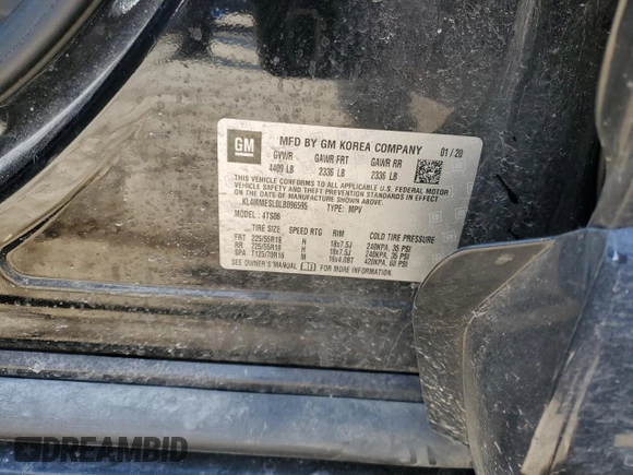 2020 Buick Encore GX Select с VIN KL4MMESL0LB096595, выставлен на аукционе Copart как лот 56202105 с пробегом 85 936 миль миль и Списание • Salvage title. История ставок и продаж доступна на DreamBid. Изображение 13.