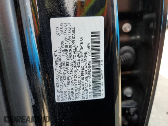 2023 Honda Pilot EX-L 7 Passenger with VIN 5FNYG1H52PB049457, listed as a Copart auction lot 64469804 with 12,441 mi miles and Salvage Title. Bid and sale history available at carsss.com. Image 13.