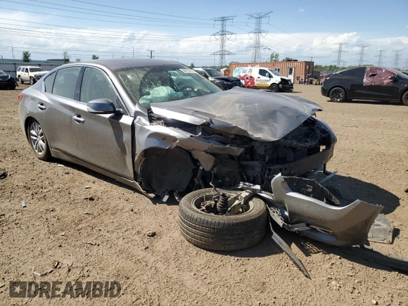 2014 Infiniti Q50 Premium with VIN JN1BV7AR8EM682225, listed as a Copart auction lot 56753125 with 121,000 mi miles and Salvage title. Bid and sale history available at DreamBid. Image 4.