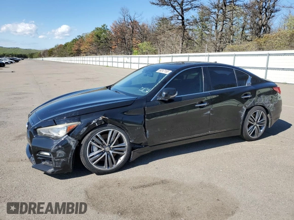 2014 Infiniti Q50 Sport with VIN JN1BV7AR3EM695576, listed as a Copart auction lot 56247165 with 151,825 mi miles and Salvage title. Bid and sale history available at DreamBid. Image 1.