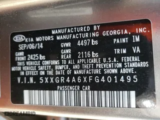 2015 Kia Optima SXL Turbo with VIN 5XXGR4A6XFG401495, listed as a Copart auction lot 50052205 with 172,747 mi miles and Salvage Title. Bid and sale history available at carsss.com. Image 12.