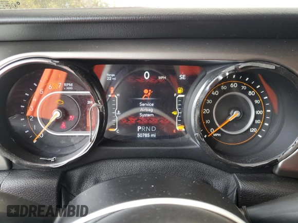2020 Jeep Wrangler Unlimited Sahara z VIN 1C4HJXEN3LW184557, wystawiony jako Copart lot #54826075 z przebiegiem 50 785 mil mil oraz Szkoda całkowita • Salvage title. Historia ofert i sprzedaży dostępna na DreamBid. Obrazek 9.