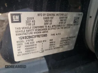 2015 Chevrolet Tahoe LT z VIN 1GNSCBKC9FR272965, wystawiony jako Copart lot #55667745 z przebiegiem Nie podano mil oraz Szkoda całkowita • Salvage title. Historia ofert i sprzedaży dostępna na DreamBid. Obrazek 13.