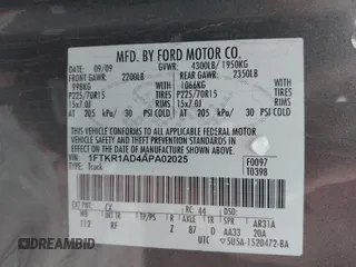 2010 Ford Ranger XL with VIN 1FTKR1AD4APA02025, listed as a IAAI auction lot 42193901 with 98,000 mi miles and . Bid and sale history available at DreamBid. Image 9.