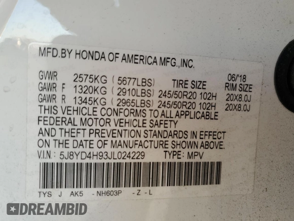 2018 Acura MDX w/Advance/Entertainment Pkg with VIN 5J8YD4H93JL024229, listed as a Copart auction lot 83757524 with 78,378 mi miles and Salvage Title. Bid and sale history available at carsss.com. Image 14.