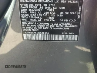 2021 Volkswagen Atlas SE with VIN 1V2NR2CA5MC562930, listed as a Copart auction lot 50253605 with 67,093 mi miles and Salvage title. Bid and sale history available at DreamBid. Image 16.