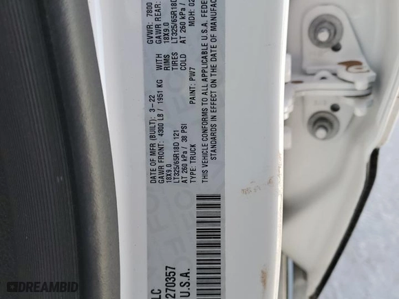 2022 Ram 1500 TRX with VIN 1C6SRFU92NN270357, listed as a Copart auction lot 49420095 with 37,517 mi miles and Salvage Title. Bid and sale history available at carsss.com. Image 13.