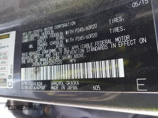 2015 Toyota 4Runner Limited with VIN JTEBU5JR5F5257220, listed as a IAAI auction lot 41168121 with 133,798 mi miles and . Bid and sale history available at DreamBid. Image 9.