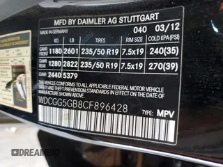 2012 Mercedes-Benz GLK 350 with VIN WDCGG5GB8CF896428, listed as a Copart auction lot 61532844 with 114,418 mi miles and Salvage Title. Bid and sale history available at DreamBid. Image 12.