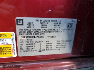 2015 Buick Enclave Premium with VIN 5GAKVCKD6FJ212398, listed as a Copart auction lot 49358925 with 124,866 mi miles and Salvage Title. Bid and sale history available at carsss.com. Image 12.