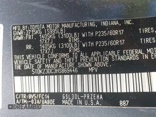 2017 Toyota Sienna LE Auto Access Seat with VIN 5TDKZ3DC3HS869446, listed as a IAAI auction lot 41828033 with 61,082 mi miles and . Bid and sale history available at DreamBid. Image 9.