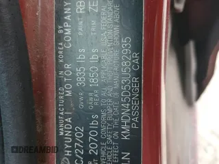 2003 Hyundai Elantra GLS z VIN KMHDN45D53U582935, wystawiony jako Copart lot #47753805 z przebiegiem 215 028 mil mil oraz Szkoda całkowita • Salvage title. Historia ofert i sprzedaży dostępna na DreamBid. Obrazek 12.