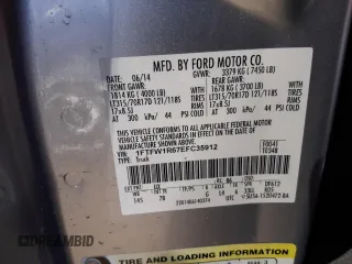 2014 Ford F-150 SVT Raptor with VIN 1FTFW1R67EFC35912, listed as a Copart auction lot 46139684 with 187,454 mi miles and Salvage Title. Bid and sale history available at carsss.com. Image 12.