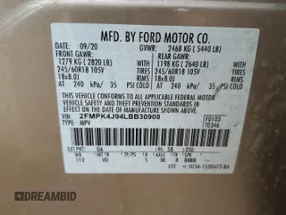 2020 Ford Edge SEL with VIN 2FMPK4J94LBB30908, listed as a Copart auction lot 79902094 with 60,986 mi miles and Salvage Title. Bid and sale history available at carsss.com. Image 16.