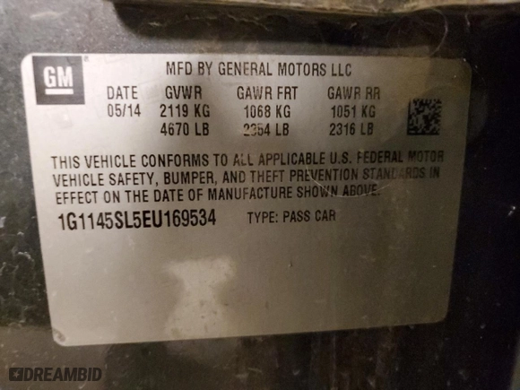 2014 Chevrolet Impala LTZ with VIN 1G1145SL5EU169534, listed as a Copart auction lot 88698675 with 155,928 mi miles and Salvage Title. Bid and sale history available at carsss.com. Image 12.