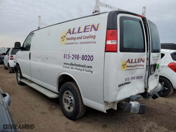 2019 GMC Savana Cargo Van with VIN 1GTW7AFG8K1272311, listed as a Copart auction lot 87918855 with 141,396 mi miles and Salvage Title. Bid and sale history available at carsss.com. Image 2.