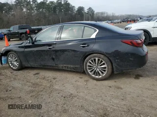 2023 Infiniti Q50 Luxe with VIN JN1EV7BP5PM510800, listed as a Copart auction lot 46805035 with 35,446 mi miles and Salvage Title. Bid and sale history available at DreamBid. Image 2.